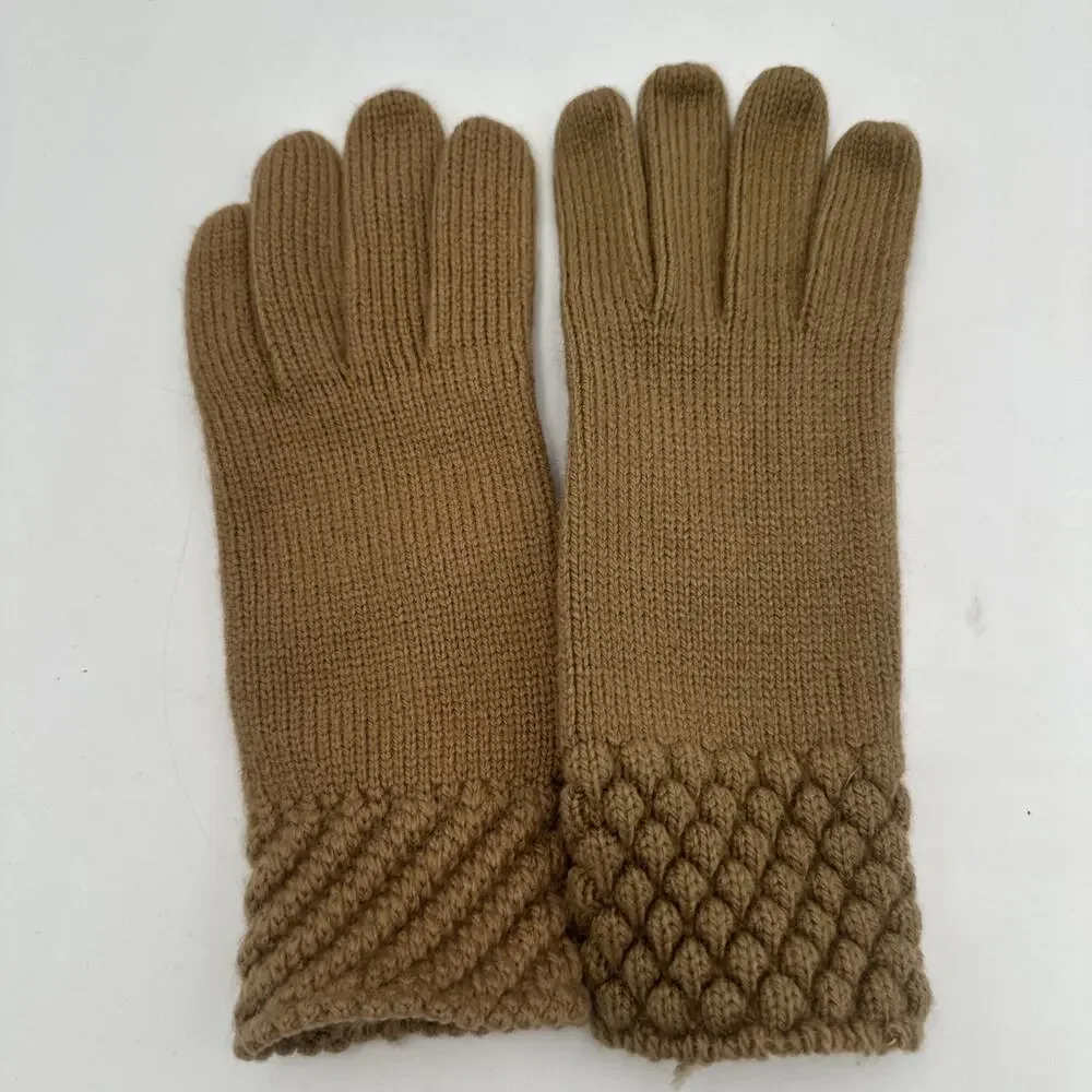 Vintage Knitted Cable Vinyl Tan Gloves